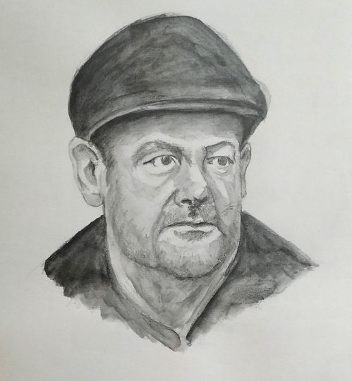 Johnny Vegas - Graphite watercolour